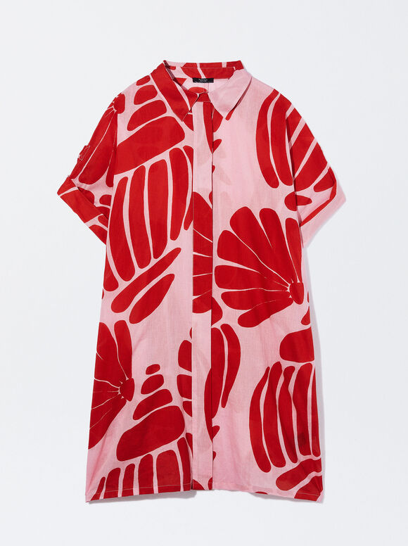 Vestido camisa estampado - Multicolorido