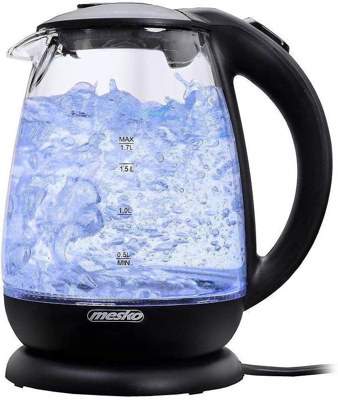 bouilloire électrique de 1,7L 2200W transparent noir Mesko