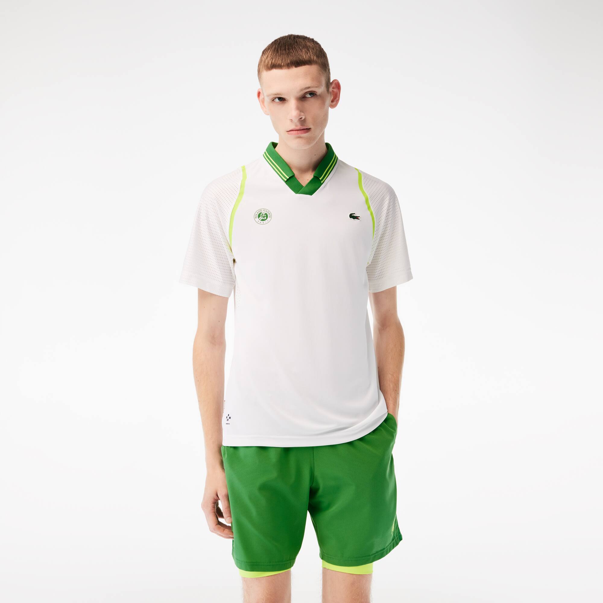 Polo team leader homme Lacoste Sport x Daniil Medvedev Édition Roland Garros Manches Courtes - Blanc - Lacoste - Homme
