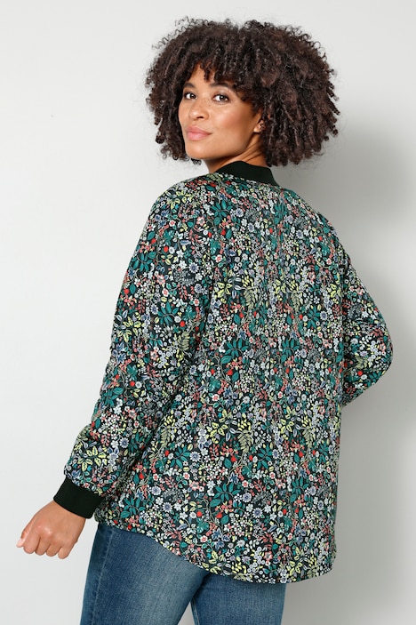 Stepp-Wendejacke, Stepp in Farbe/Blumen, Collegekragen, Langarm