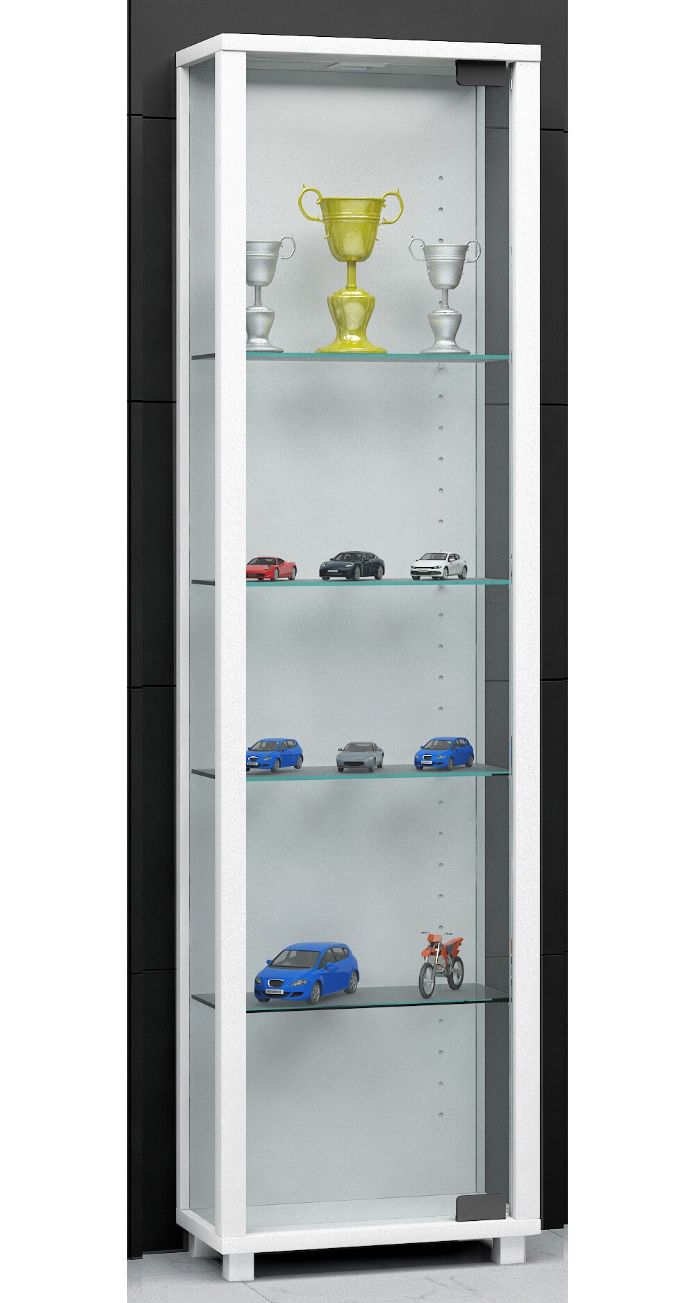 VCM Holz Glas Vitrine Sammelvitrine Glasvitrine Schaukasten Standvitrine Edana Mini