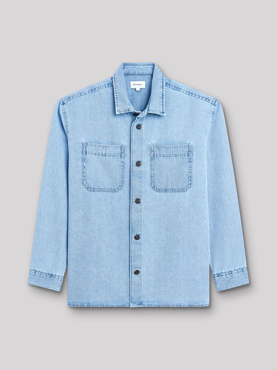 Chemise regular en denim unie