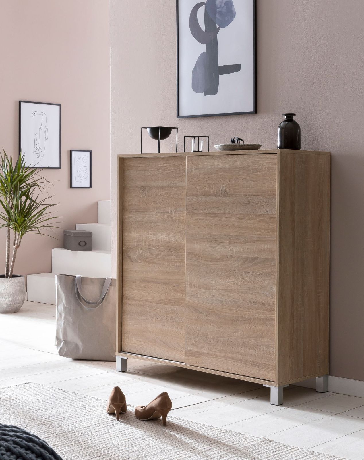 Schuhschrank - Sonoma Eiche - mit Schiebetür