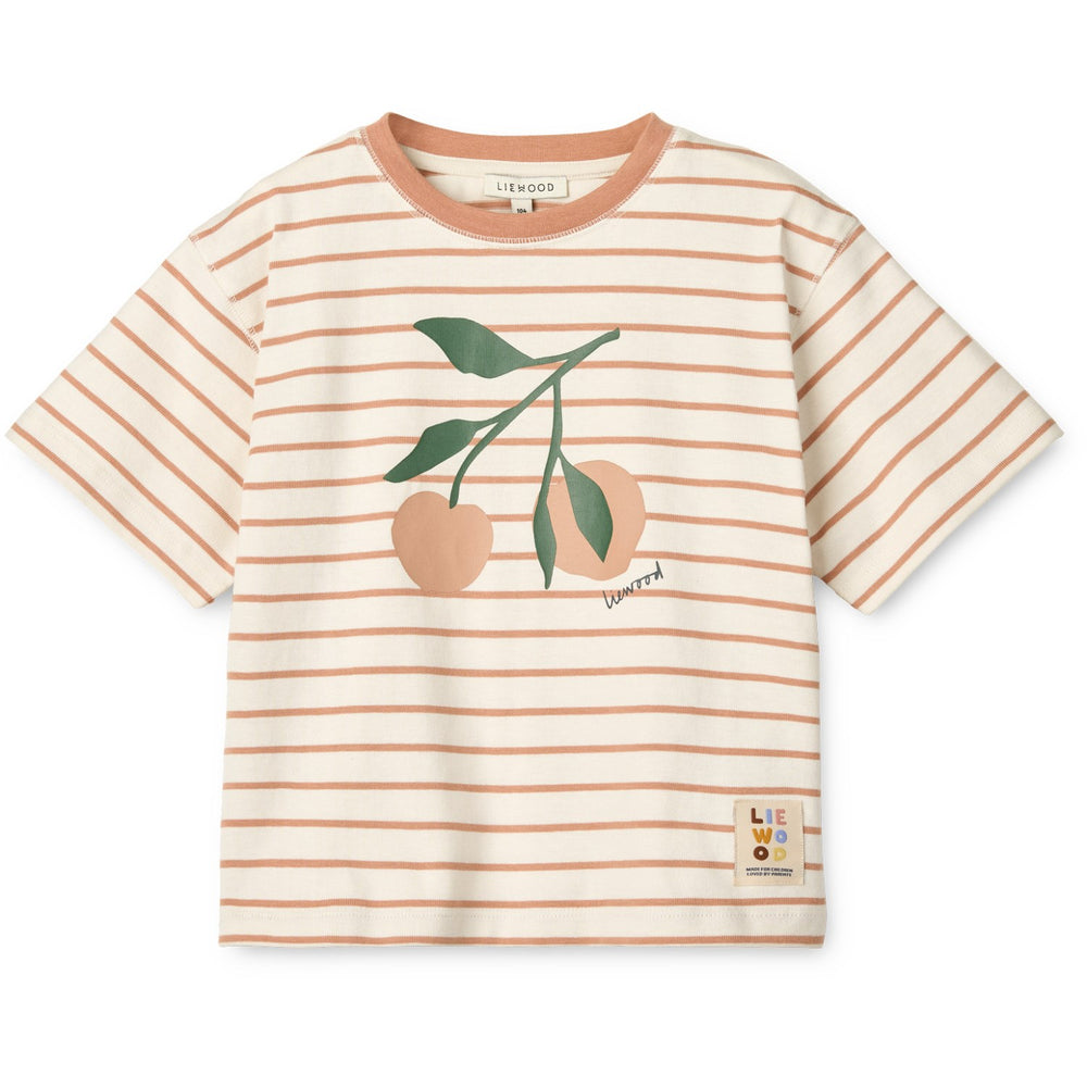 Køb LIEWOOD Peach / Stripe Tuscany Rose / Creme De La Creme Tyler Placement Shortsleeve T-shirt