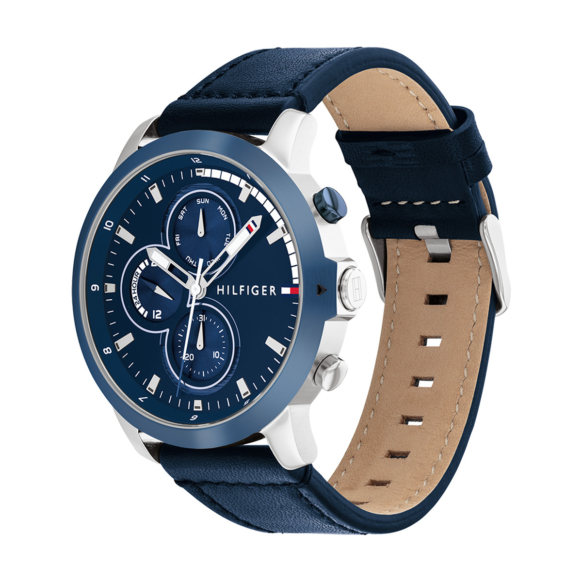 Montre TOMMY HILFIGER Jameson homme  acier bracelet cuir bleu