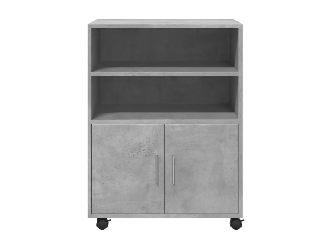 Armoire à roulettes gris béton 60x48x81 cm bois d'ingénierie