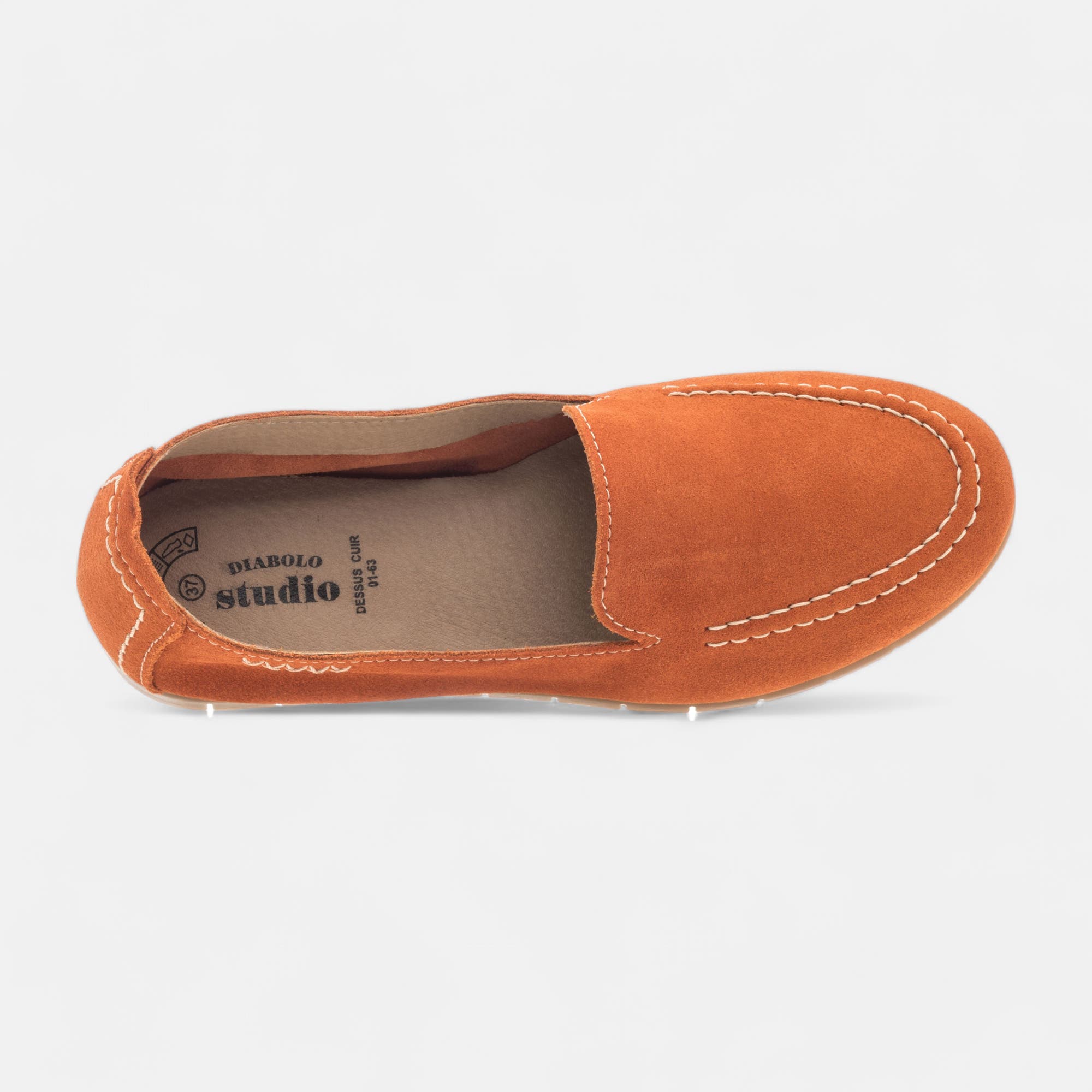 Mocassins Femme en cuir orange