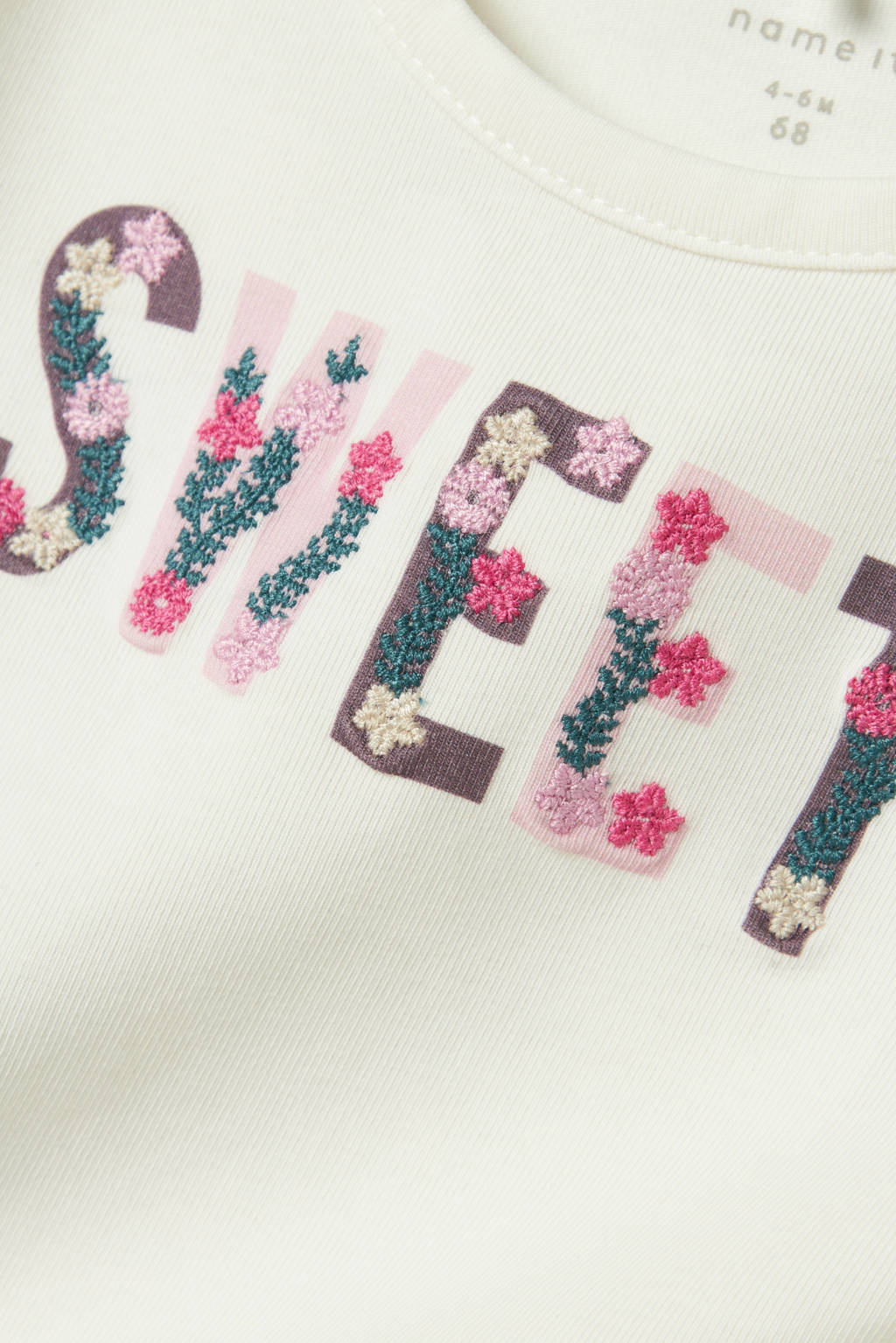 NAME IT baby longsleeve NBFNABIA met printopdruk en patches ecru