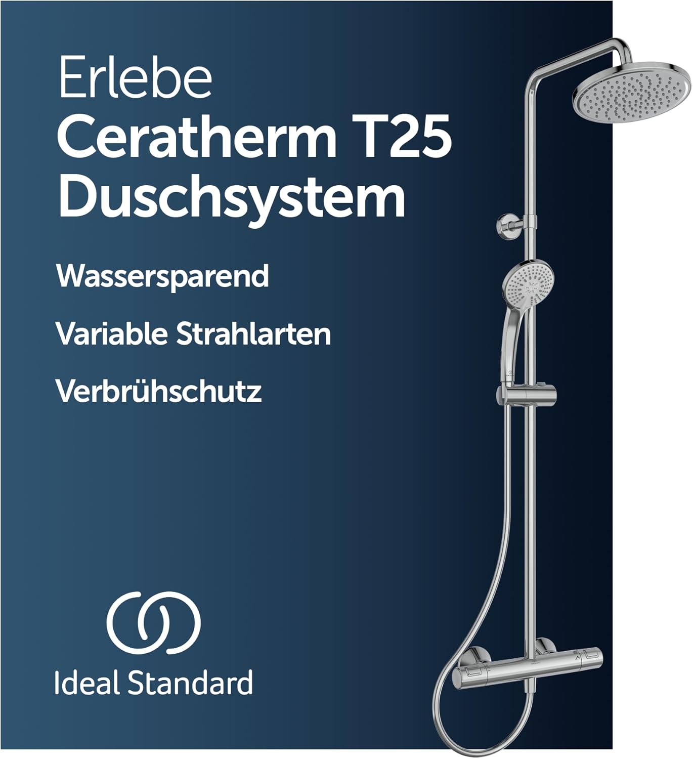 CERATHERM T25 | Duschsystem AP 315x492.5x1117 mm in chrom, 12.0 l/min (3 bar) | Thermostatfunktion, Wasser- & Energiesparend, CoolBody, Sicherheitssperre