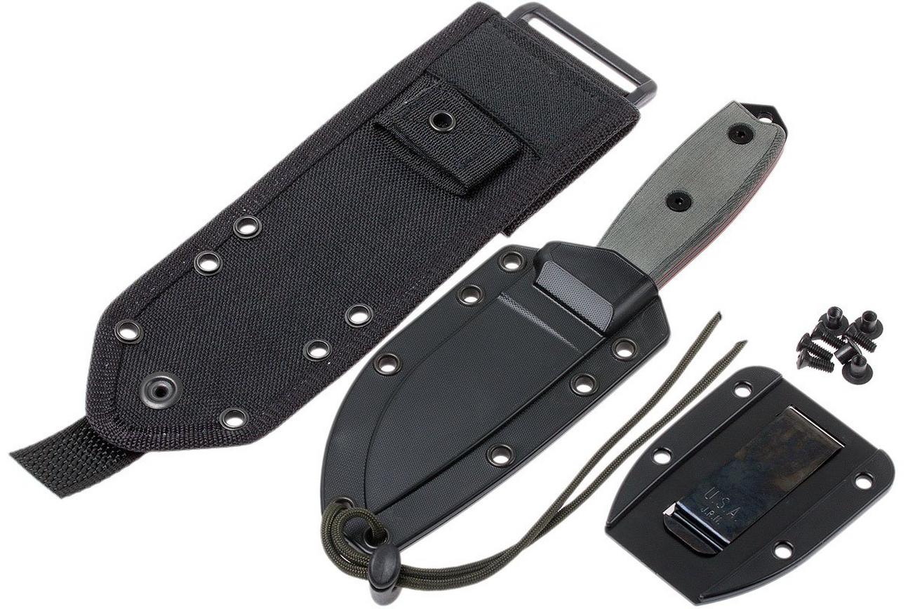 ESEE Model 3 black blade, grey handle 3P-MB-B met schede   clip en MOLLE-back