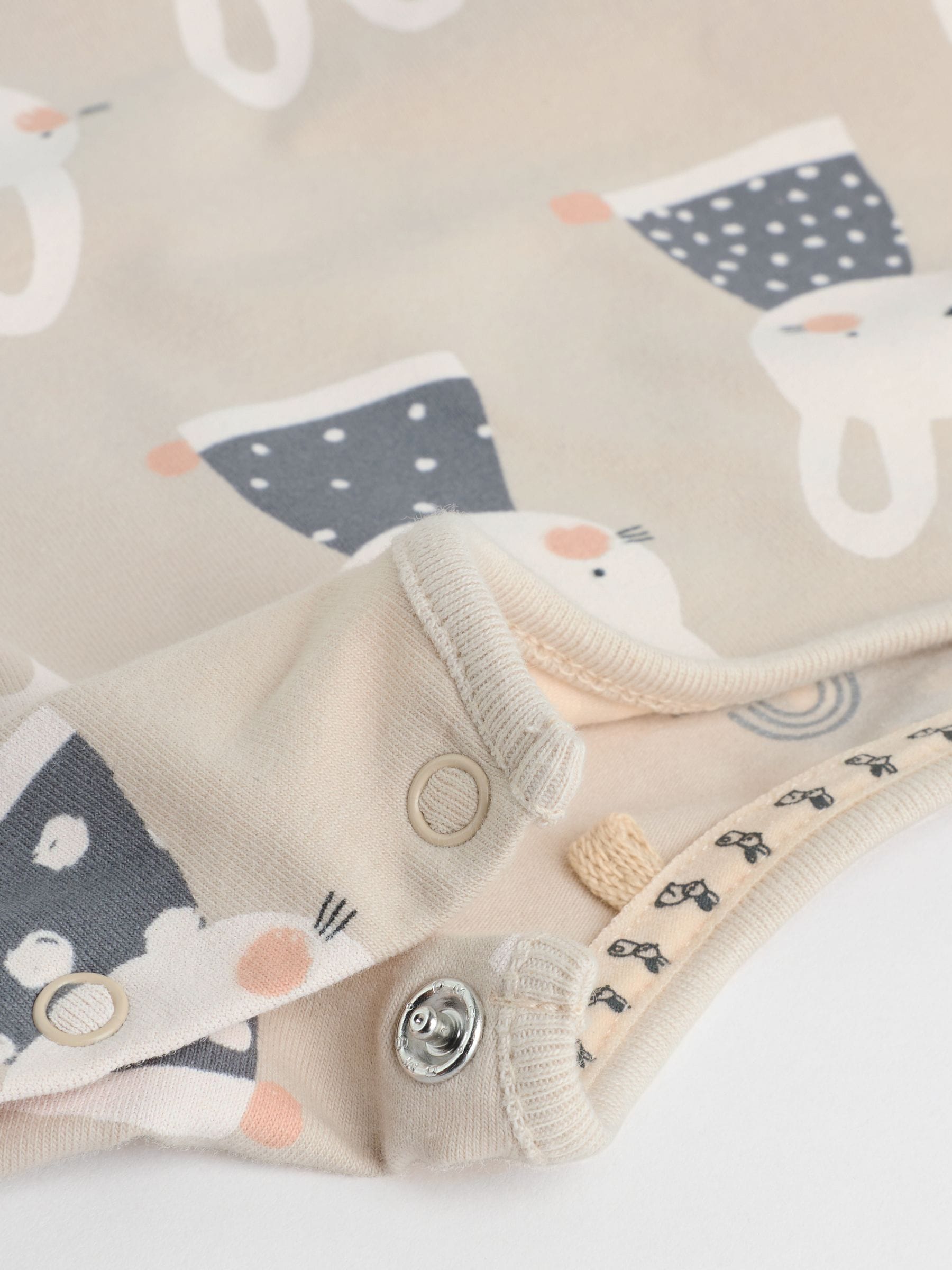 Grijs/crème met figuurtjes - 6 -delige set van top met lange mouwen en leggings (0mnd -3jr)
