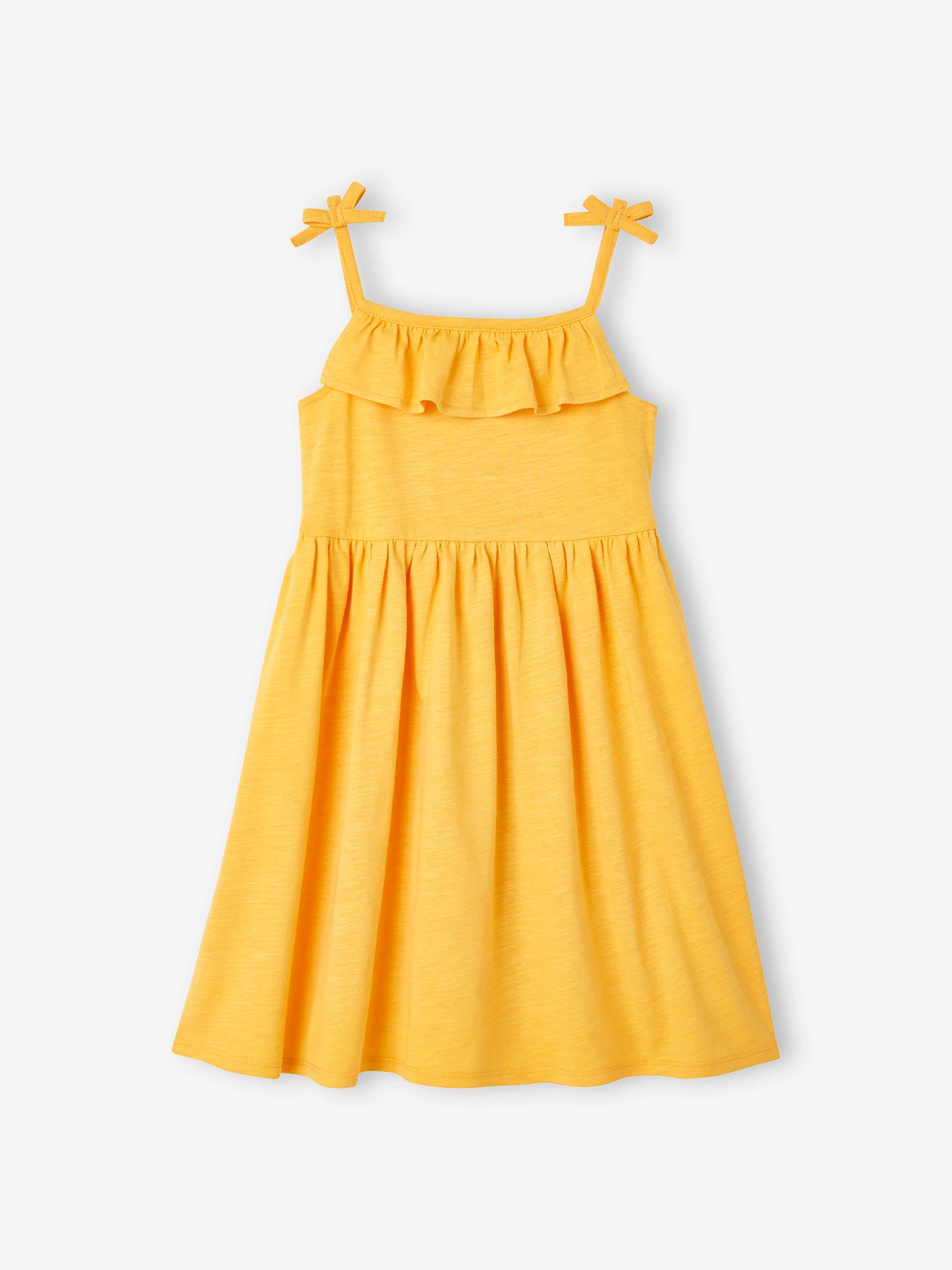 Conjunto com 2 vestidos de alças, 1 estampado + 1 liso, para meninas, azul médio, bicolor/multicolorido.