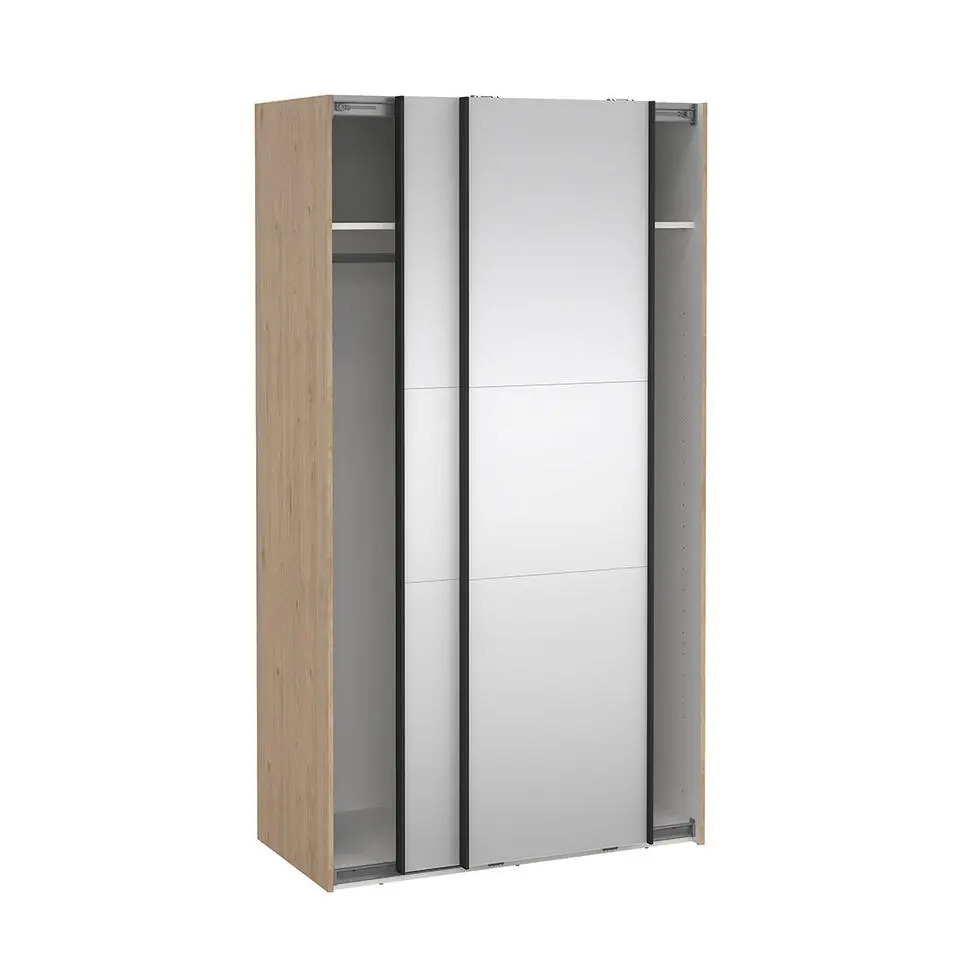 Hioshop Como schuifdeurkast 2 deuren met spiegel 120x220cm eikdecor