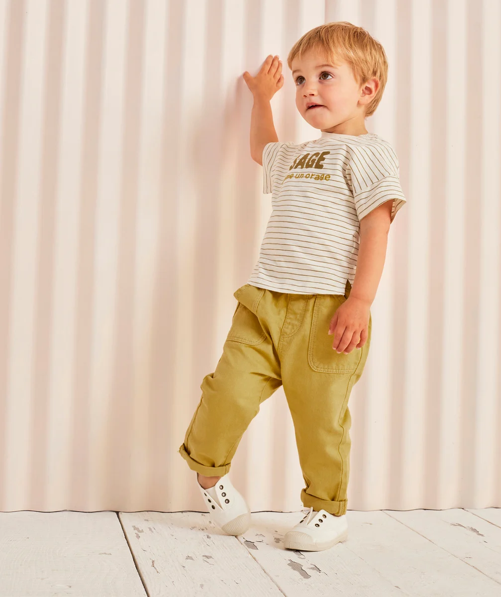 PANTALON DROIT BÉBÉ GARÇON EN DENIM JAUNE