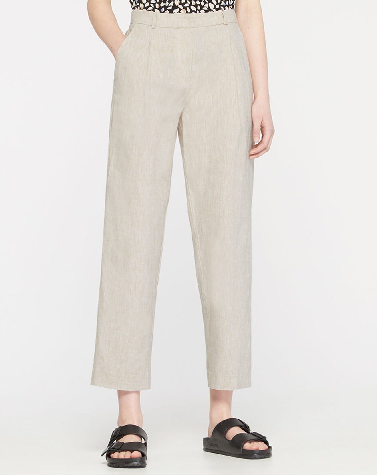 Yerse Pantalon en Lin mélangé Aurélie beige