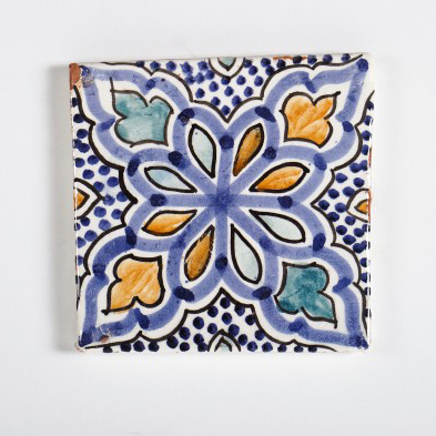 Fliese 'Paysan', blau, multicolor, L 10 cm, B 10 cm von fischer's lagerhaus