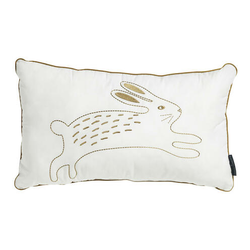 Coussin Brodé Belleville 30x50 cm Ecru - MAISON CHARLOTTE
