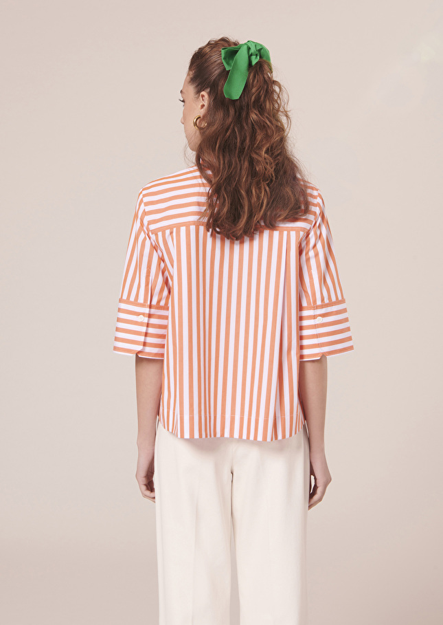 Chemise Camillianaorange à rayures en popeline