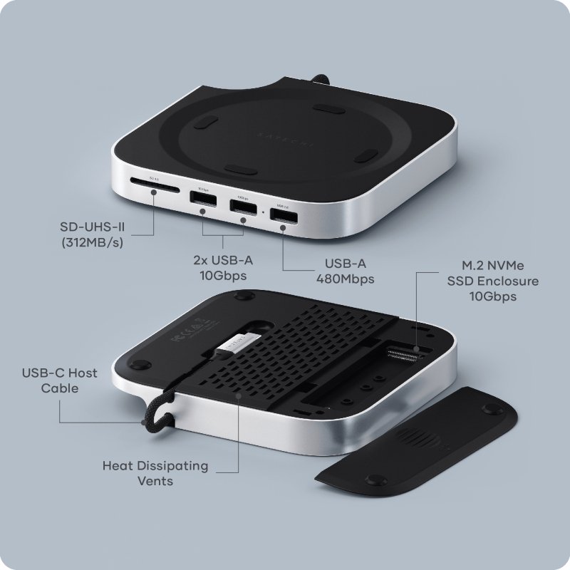 Satechi ST-GNMMES station d'accueil Avec fil USB 3.2 Gen 2 (3.1 Gen 2) Type-C Argent