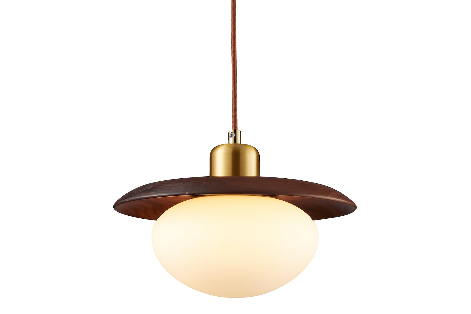 Caroll taklampe Mørk valnøtt Ø26cm med tekstil ledning E27 max 28W
