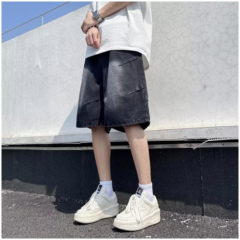 DuckleBeam - Mid Rise Washed Denim Shorts