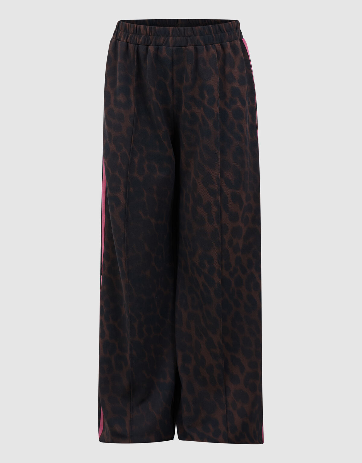 Leopard Stripe Wide Leg Fit Broek Donkerbruin