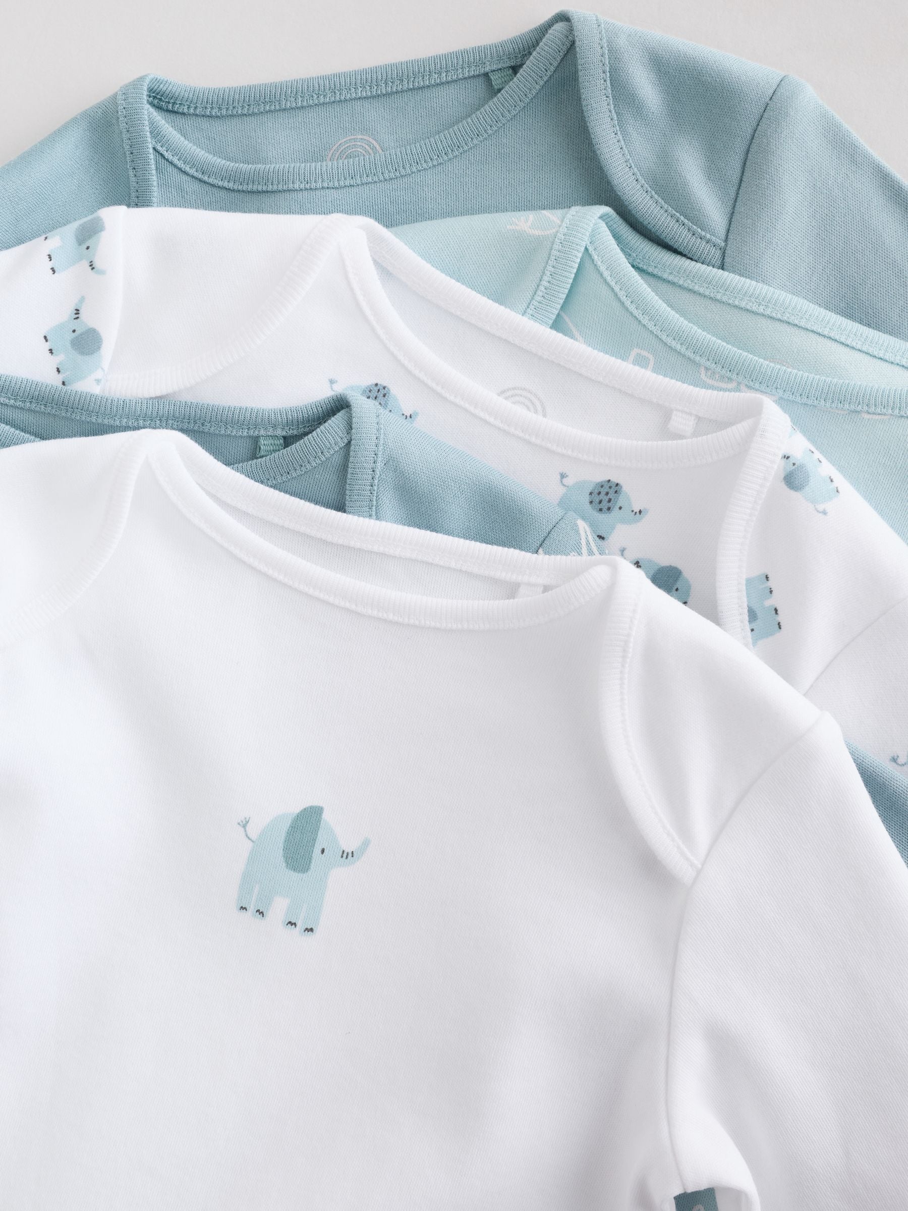 Blauw - Baby Elephant Long Sleeved Bodysuits 5 Pack