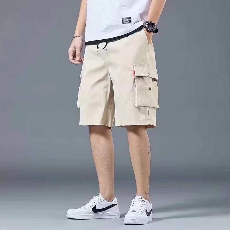 Craltuxe - Effen cargoshorts met trekkoordtaille