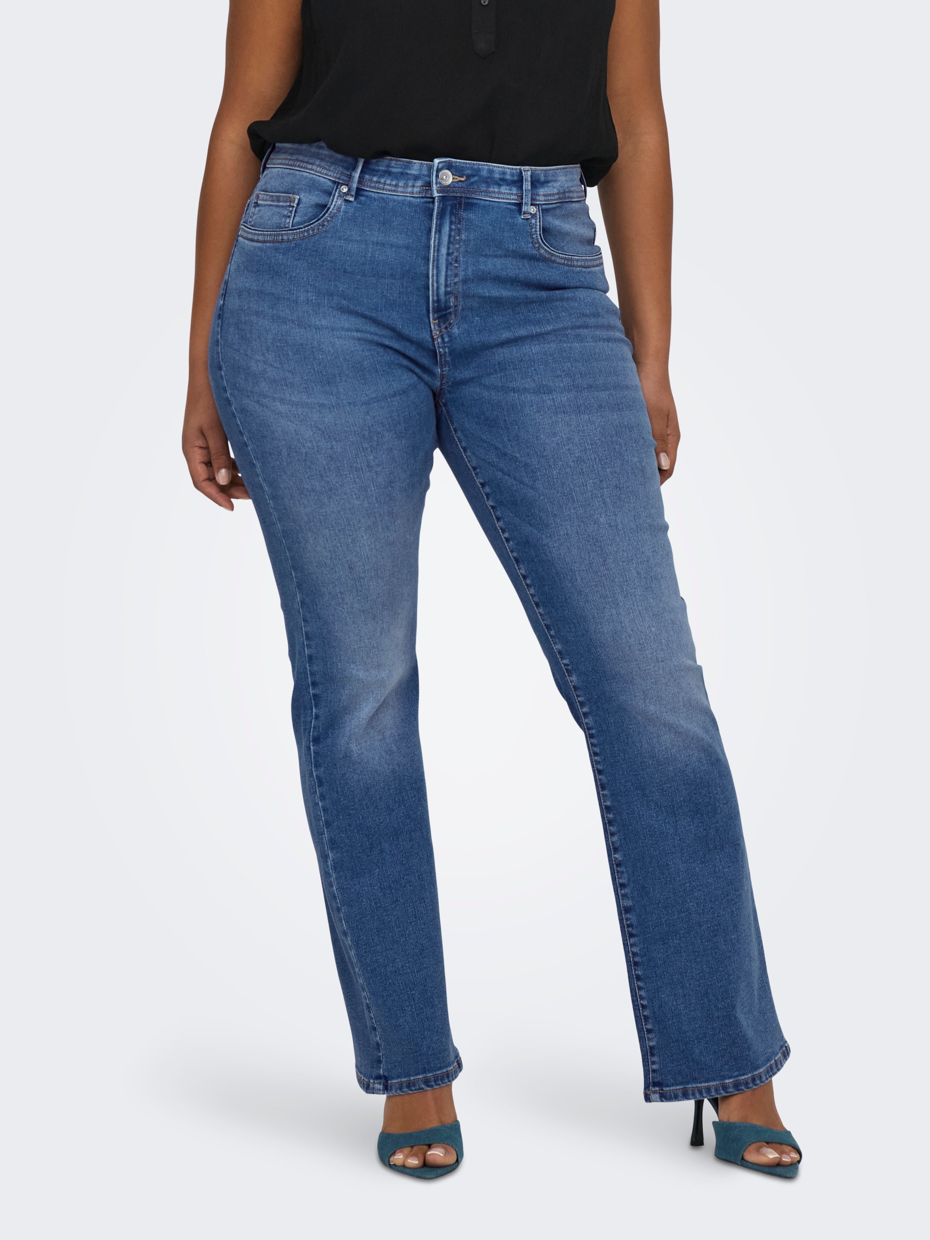 CARSALLY Mittlere Taille Ausgestellt Jeans Medium Blue Denim
