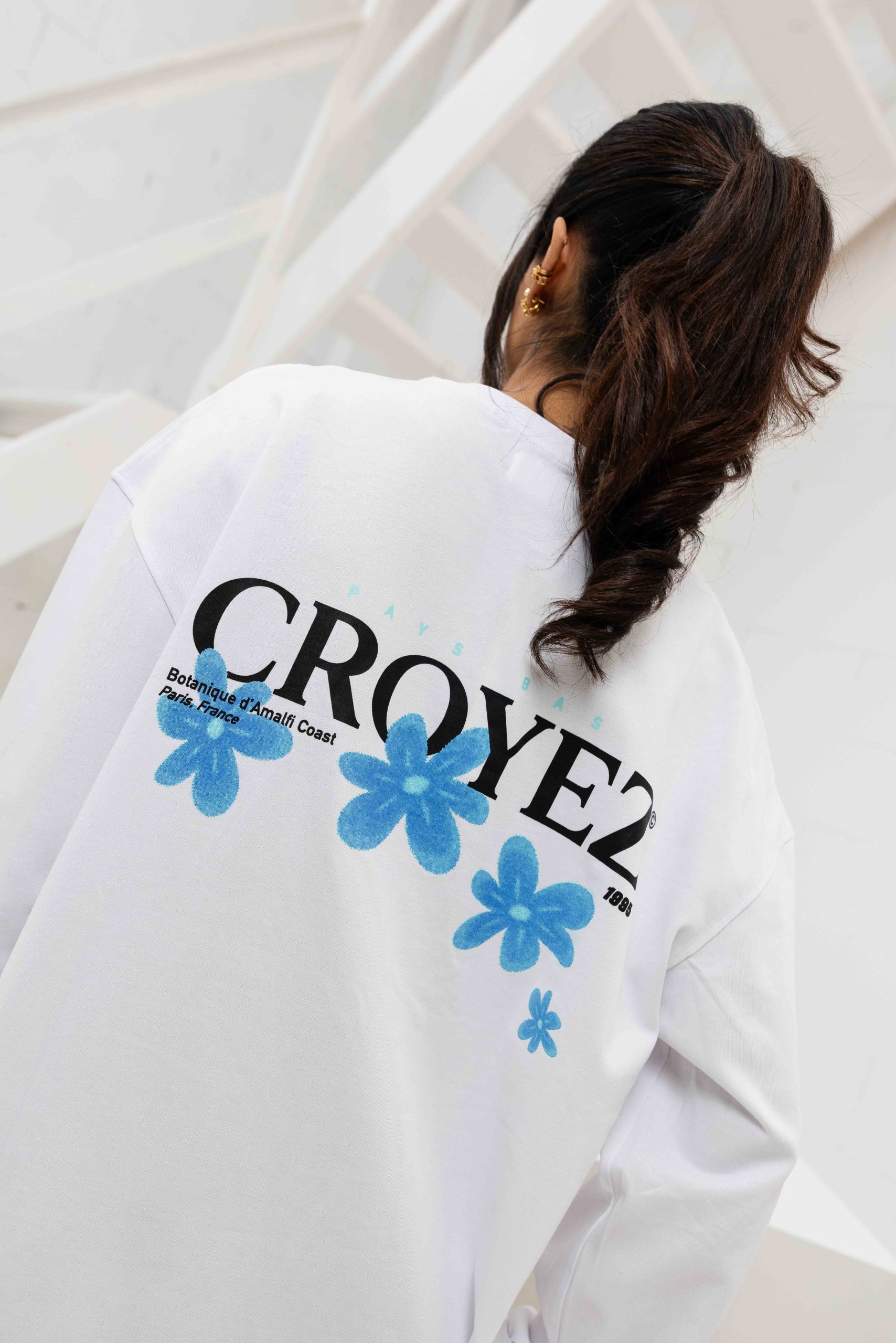 Croyez Botanique Longsleeve Dames Wit/Blauw