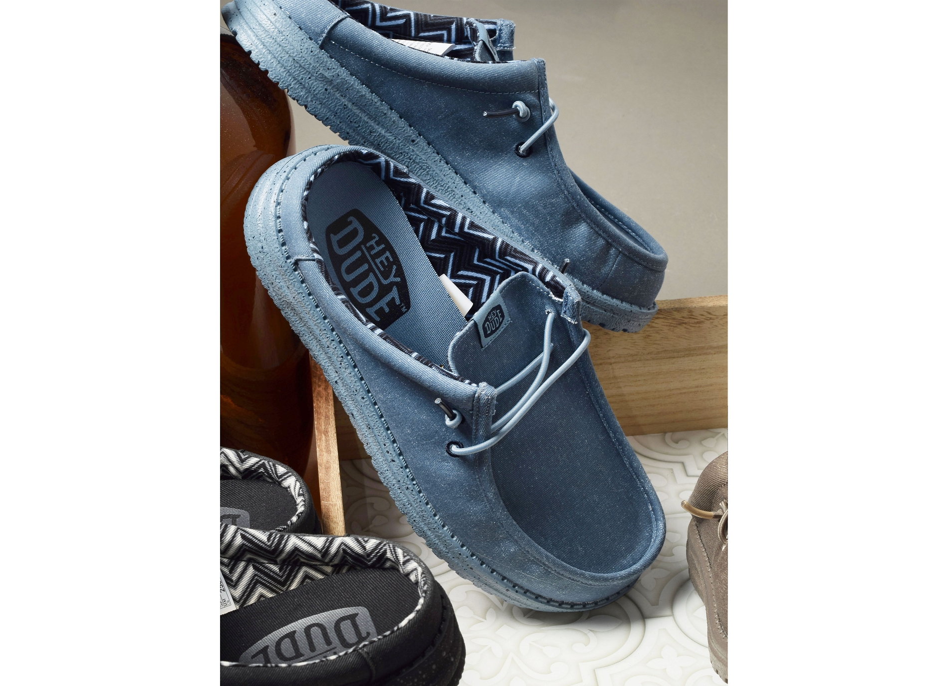 Wally slip canvas bleu