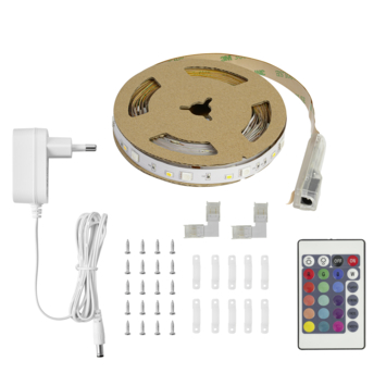 Handson LED strip met RGB kleuren en warmwit IP20 5 meter incl. afstandsbediening