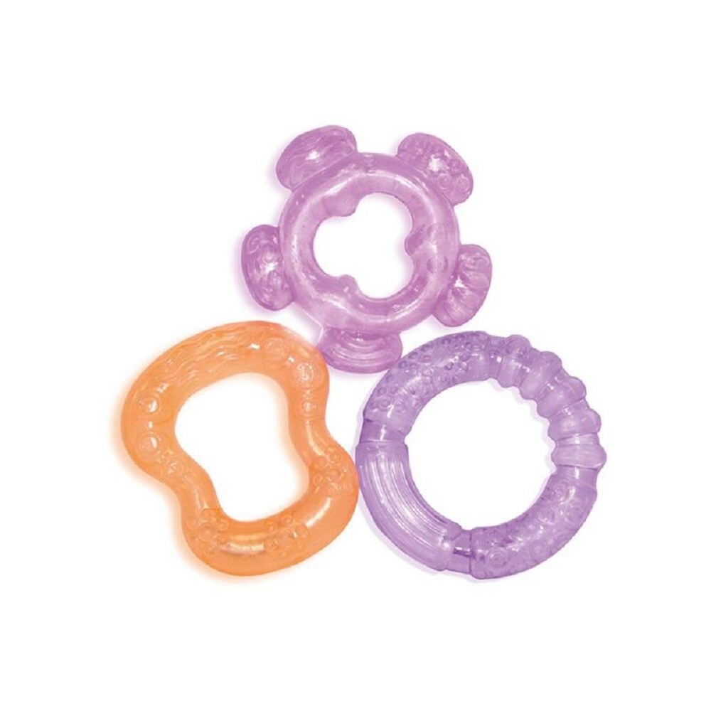 Baby Care Beißring 3er Set wassergefüllt, versch. Formen und Farben, ab 3 Monate lila