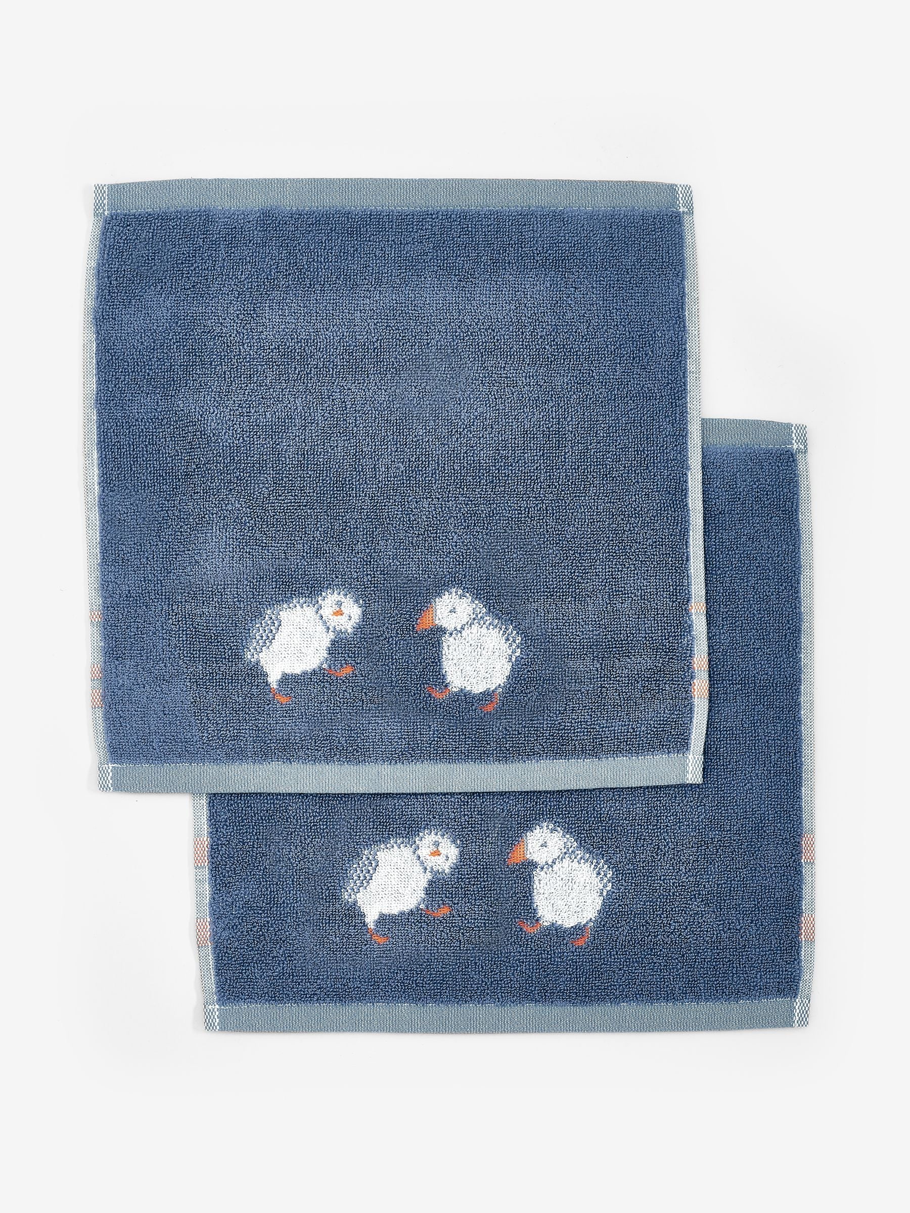 Set van 2 Puffin 100% katoenen gezichtsdoekjes