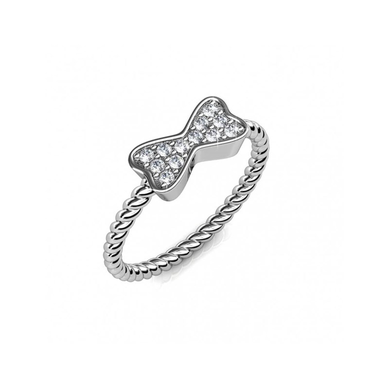 Bague Twisted Ribbon - Argenté et Cristal