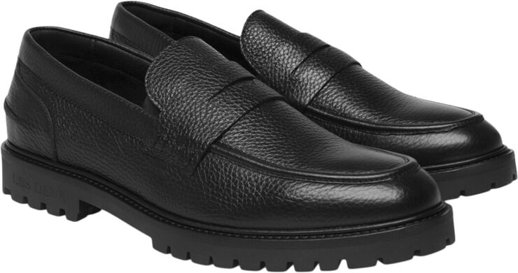 Les Deux Thatcher Grain Penny Loafer Black