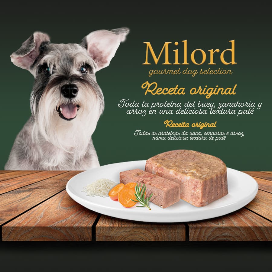 Milord Puppy Carne e Cenouras com Arroz em Patê