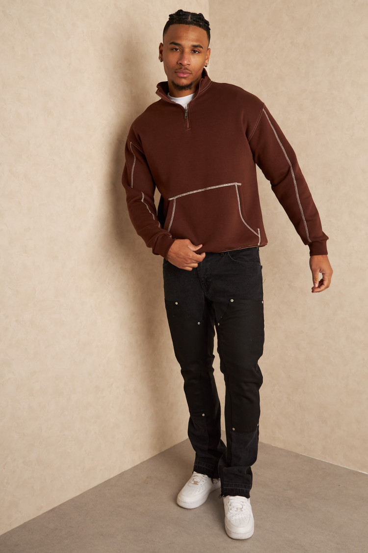 Sweat molletonné marron