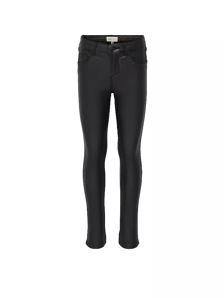 ONLY Mädchen Jeans in Lederoptik Slim Fit KONROYAL  schwarz