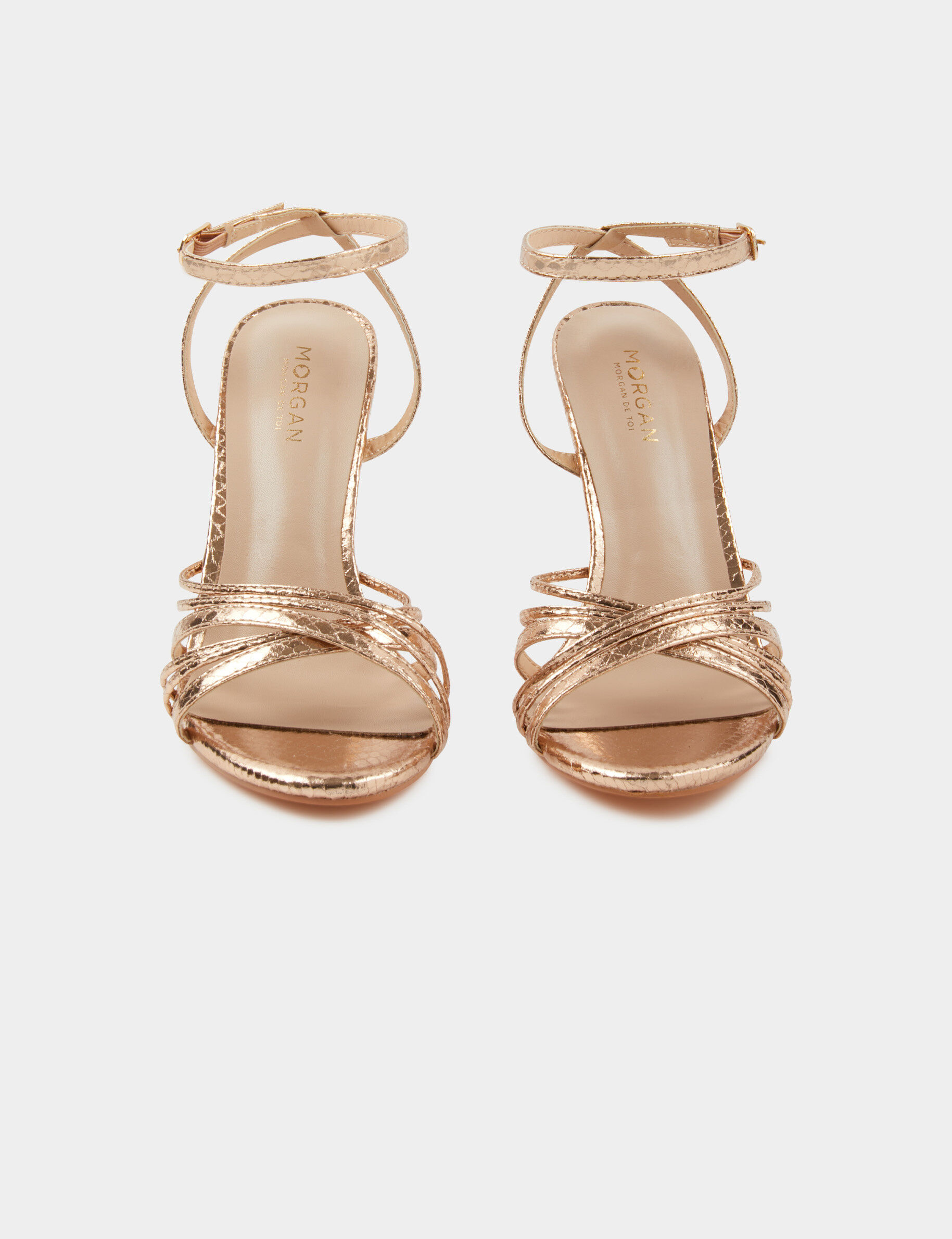 Sandales à talons avec brides rose femme - rose