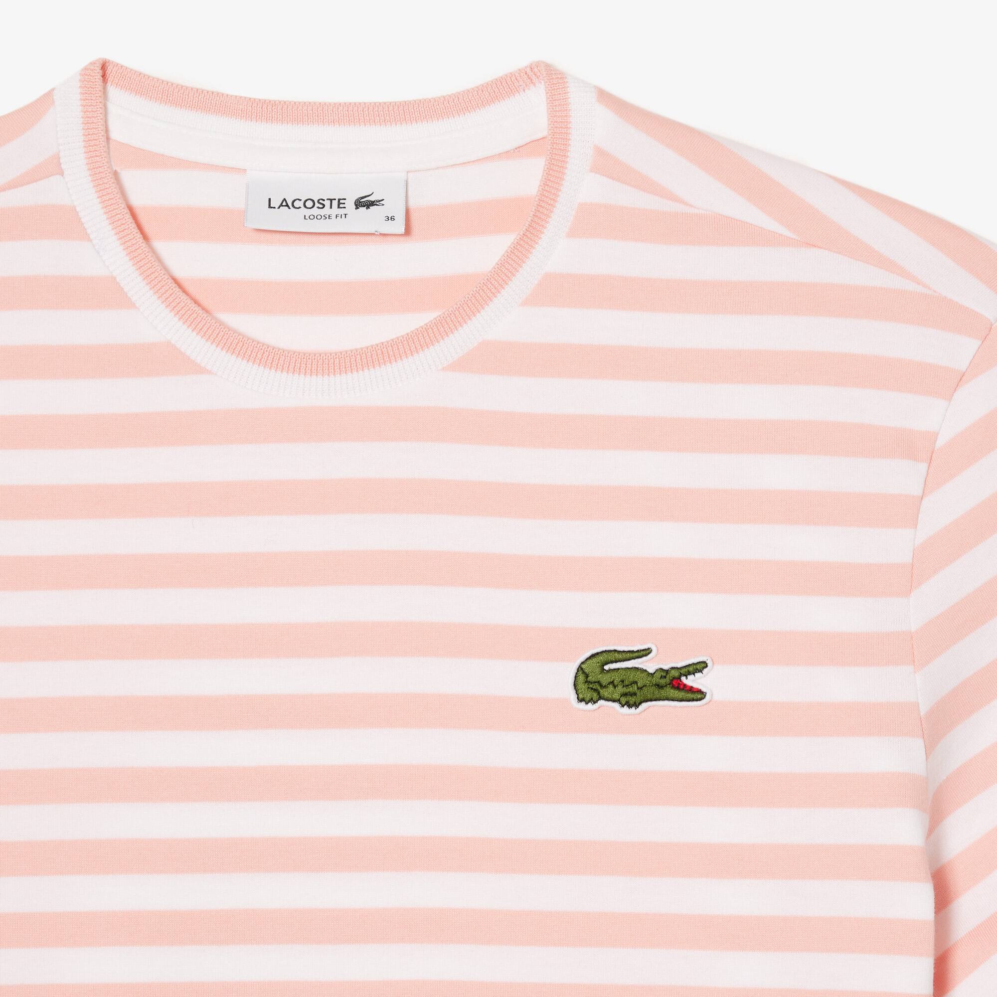 Damen LACOSTE T-Shirt aus gestreiftem Baumwolljersey T-Shirts - Rosa - Lacoste - Damen