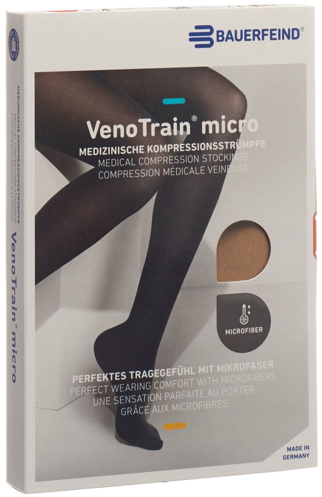 Bauerfeind VenoTrain Micro KKL2 AD M plus/long offene Fussspitze caramel 1 Paar