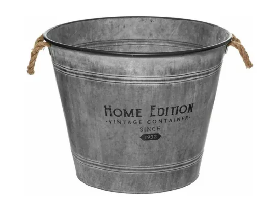 Pot de fleur en zinc style vintage - Gris - D 49,5 x P 41 cm