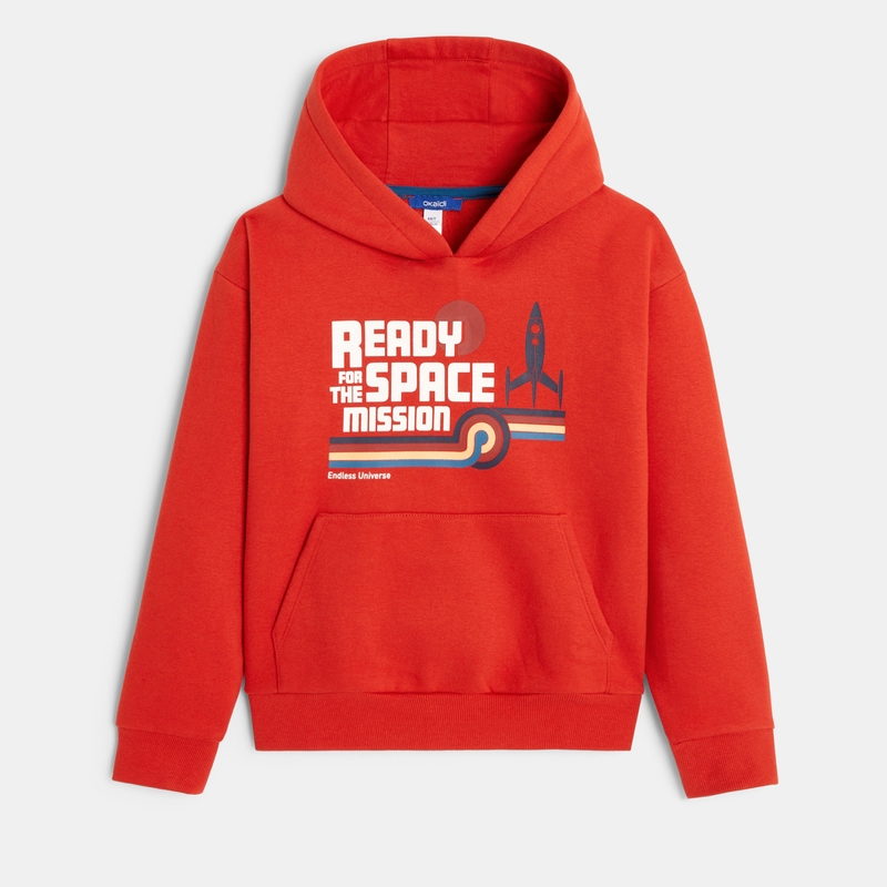 Sweat à capuche à message orange garçon