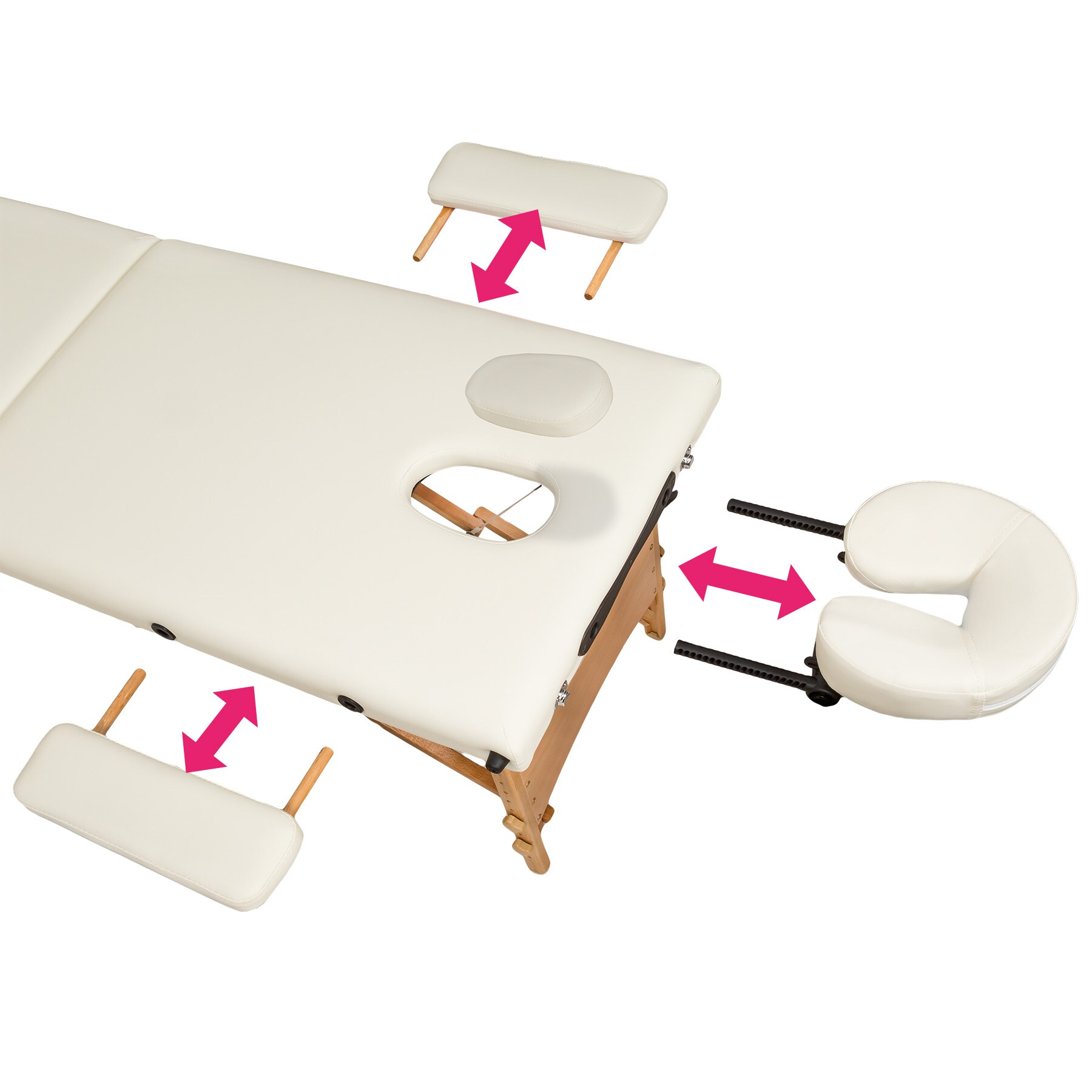 tectake® 2 Zonen Massageliege, mit Holzgestell, verstellbare Ablagen für Kopf und Arme, 210 x 95 x 62 - 84 cm