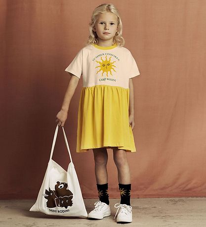 Mini Rodini Kleid - Gelb/Offwhite m. Sonne