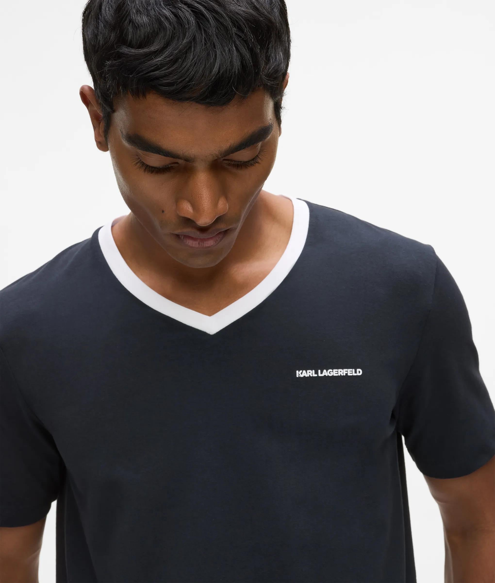 Contrast V-hals T-shirt