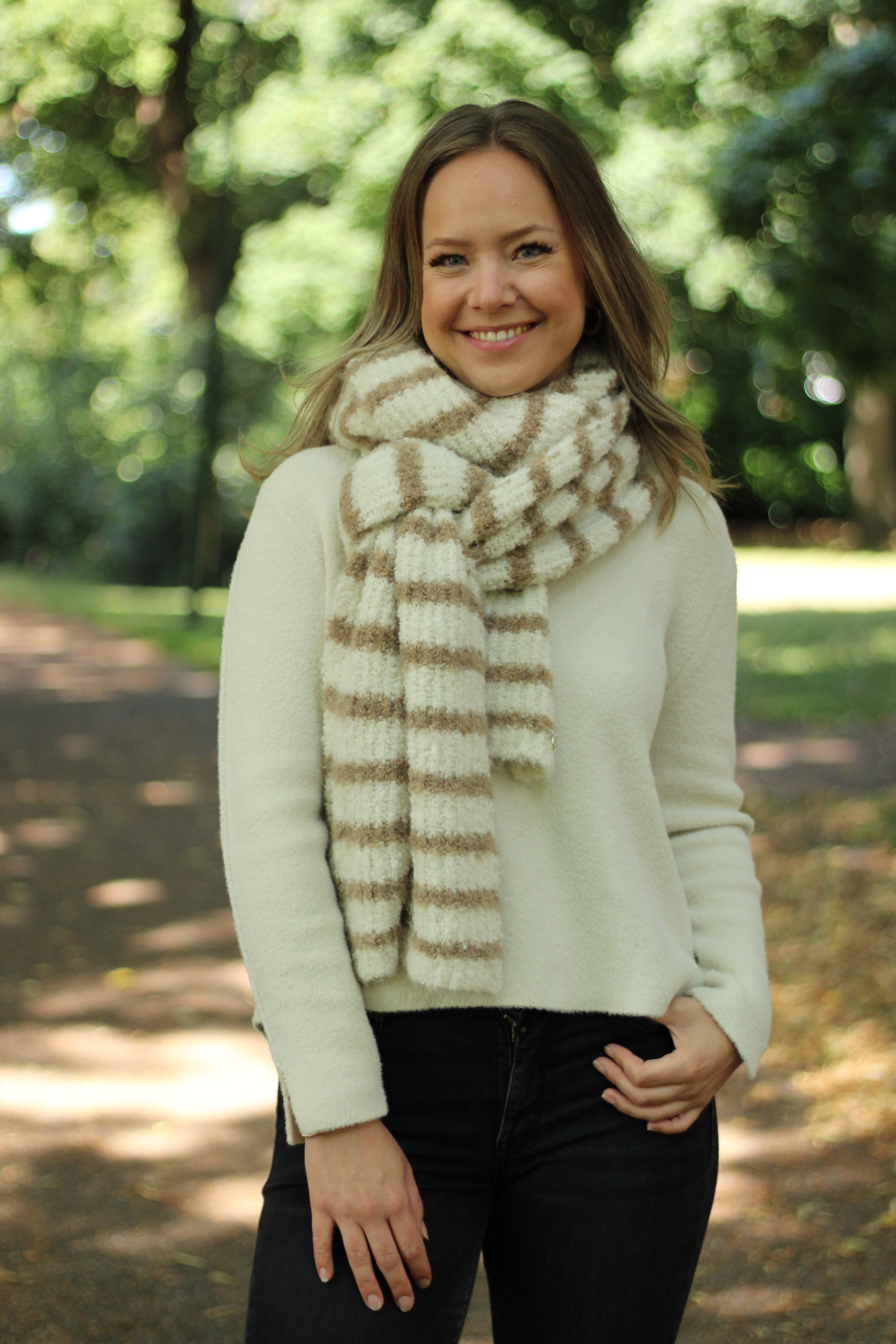 Rino & Pelle - Koos Striped Scarf - Snow White/Brew