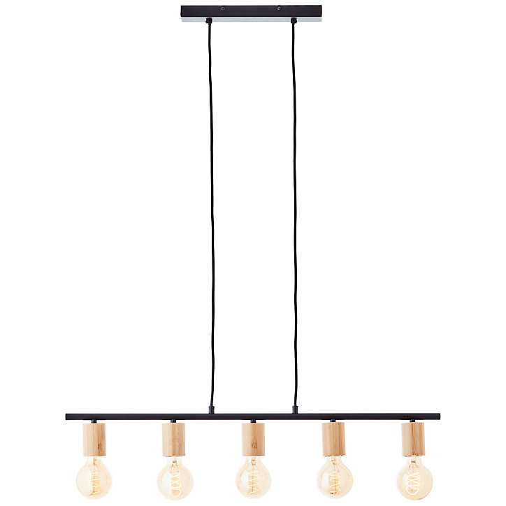 Suspension lumineuse Kerry variable E27 A60 40W IP20 bambou noir mat Brillant