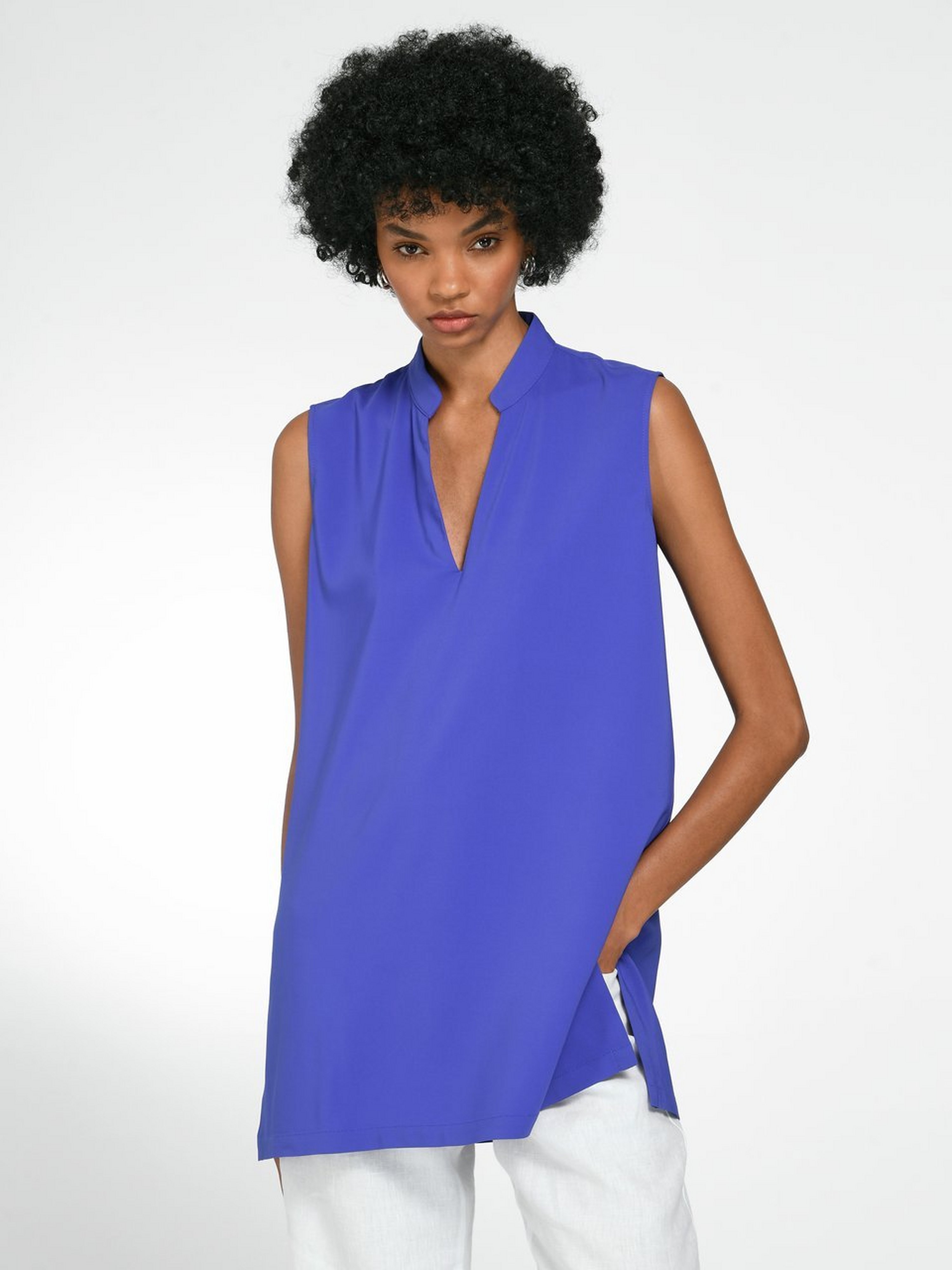 Ärmellose Long-Bluse